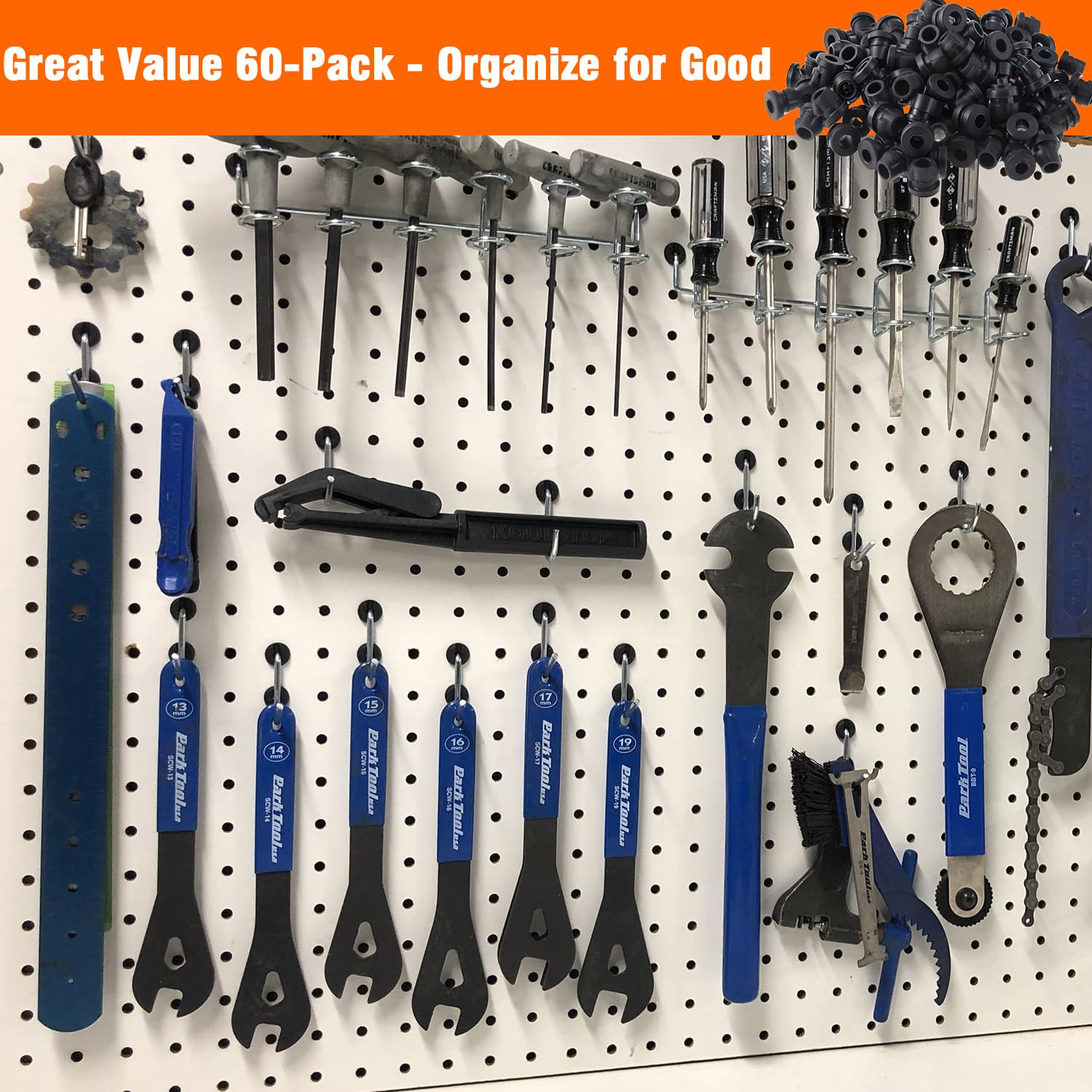60Pcs Pegboard Hook Locks, Secure Anti-Fall Locks for 1/4"-9/32" Pegboard Hol...