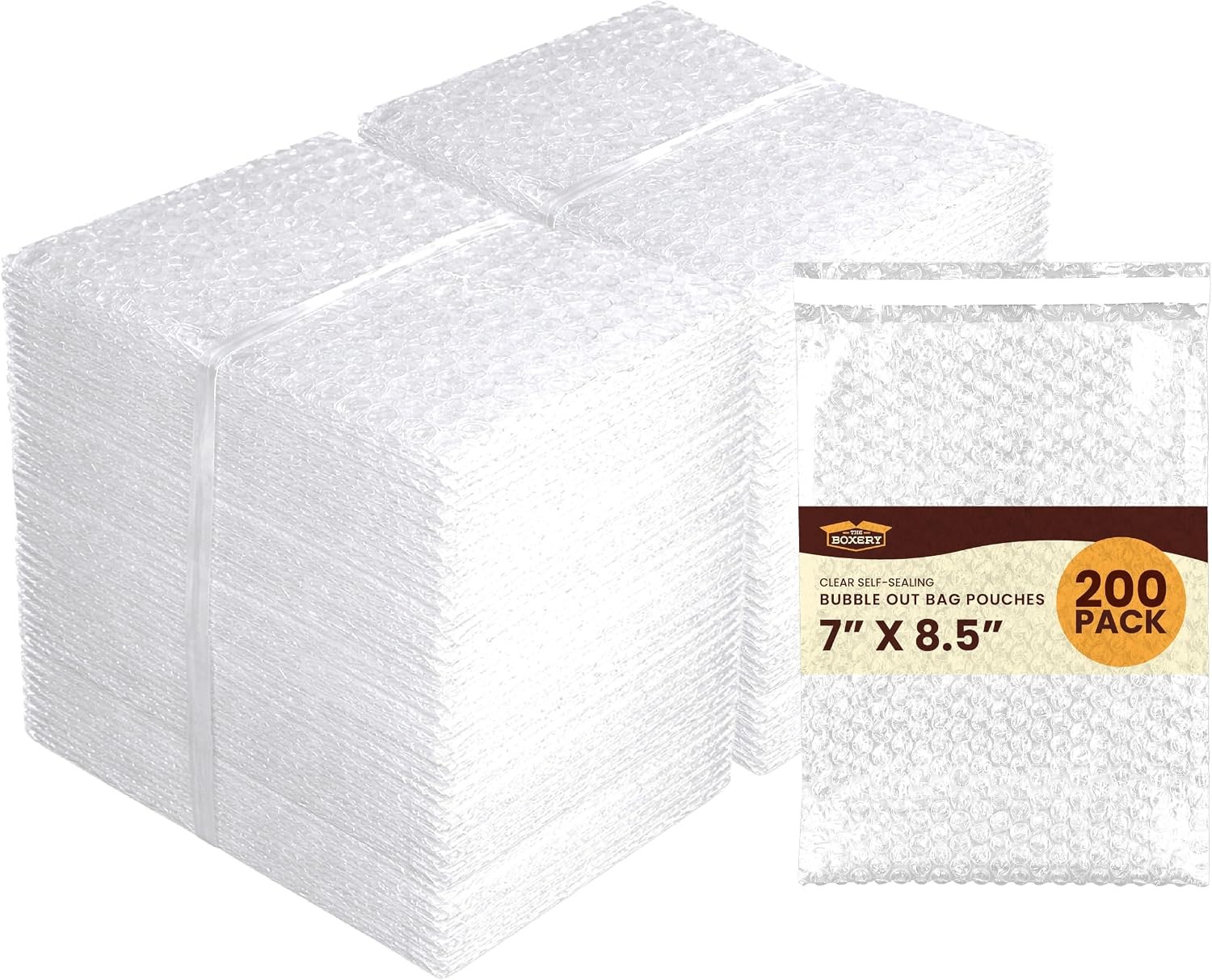 7x8.5" Clear Self-Sealing Bubble Out Bag Pouches -200 Pack- Bubble Cushion Wrap
