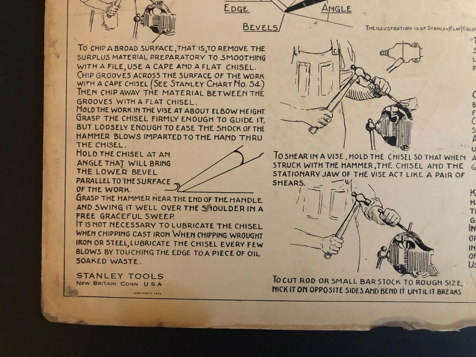 Vintage 1933 Stanley Tools Double Sided Pressboard Instructional Chart (10 / 14)