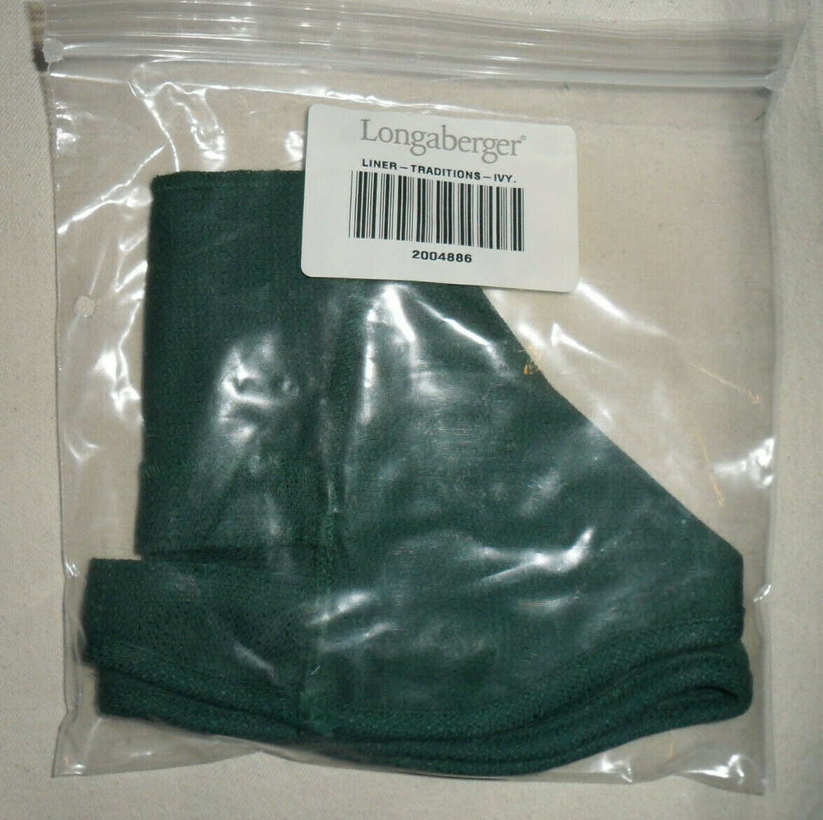 Longaberger Traditions Basket Fabric Liner in Ivy #2004886 NEW