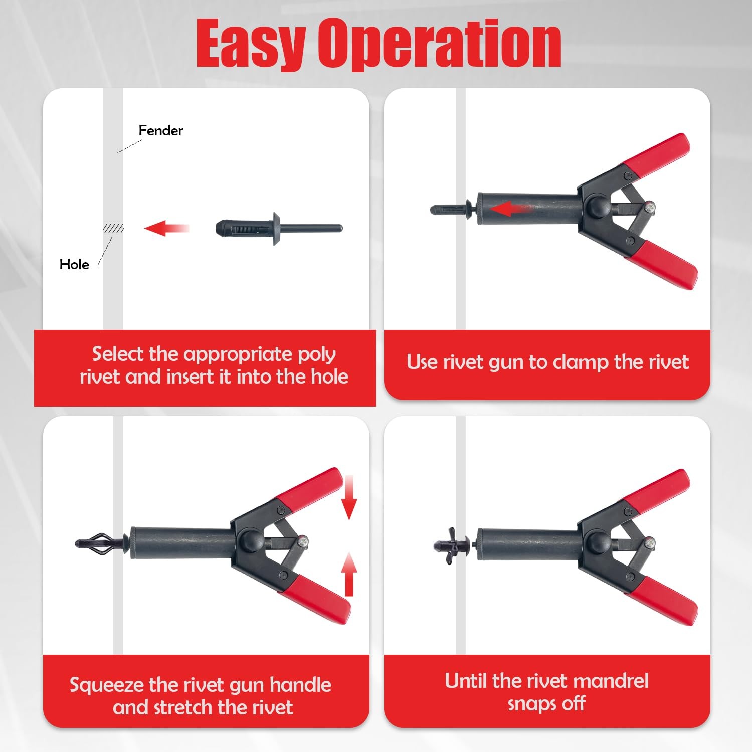 Sutekus Plastic Rivet Gun Set - Includes 40Pcs Poly Rivets Assortment, 1Pcs...