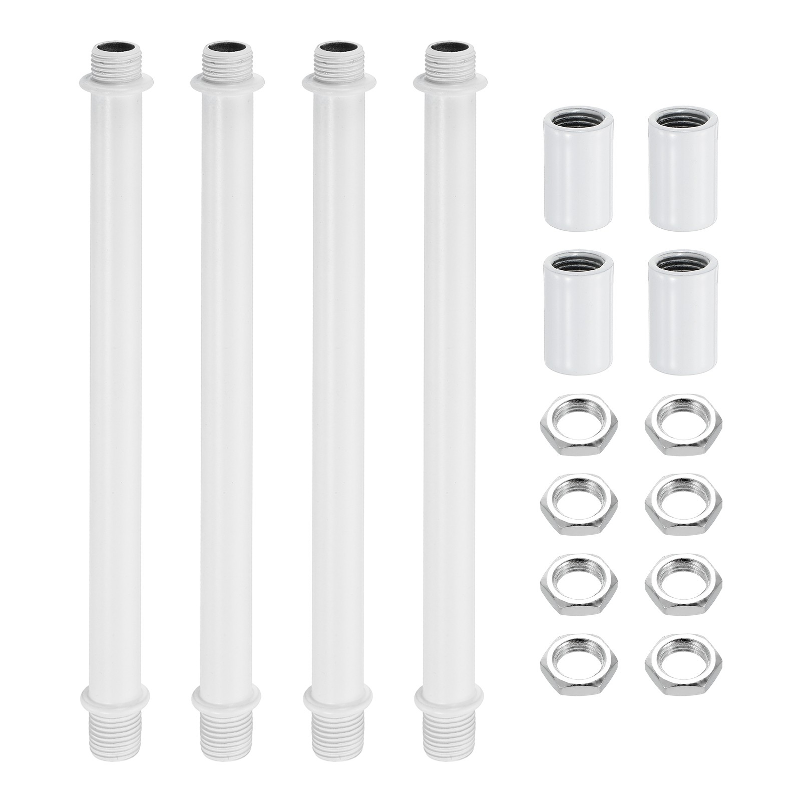 4Set 150mm/5.91" Straight Pipe Lamp Stems Rod Kit, M10 Fine Thread, White