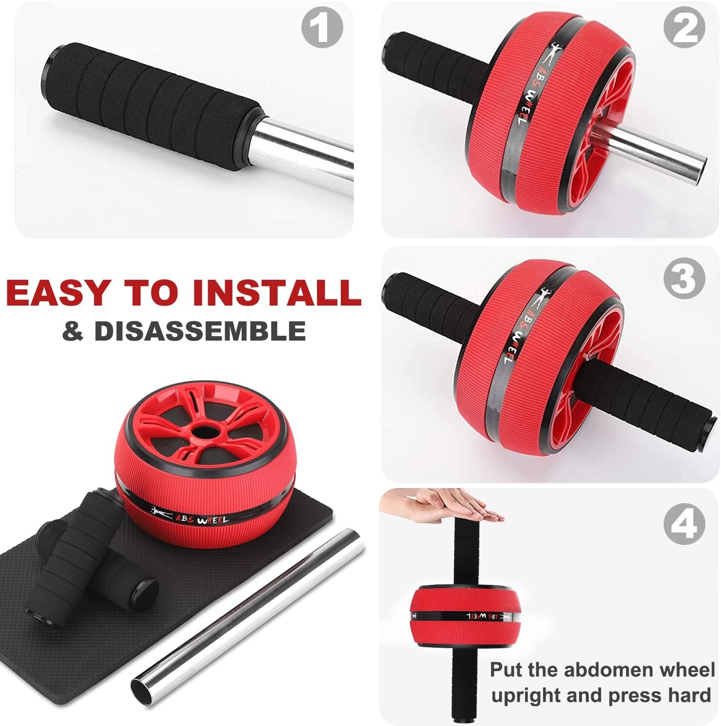 Ultra Wide Ab Wheel With Knee Pads Portable Core Trainer For Abs And Stability