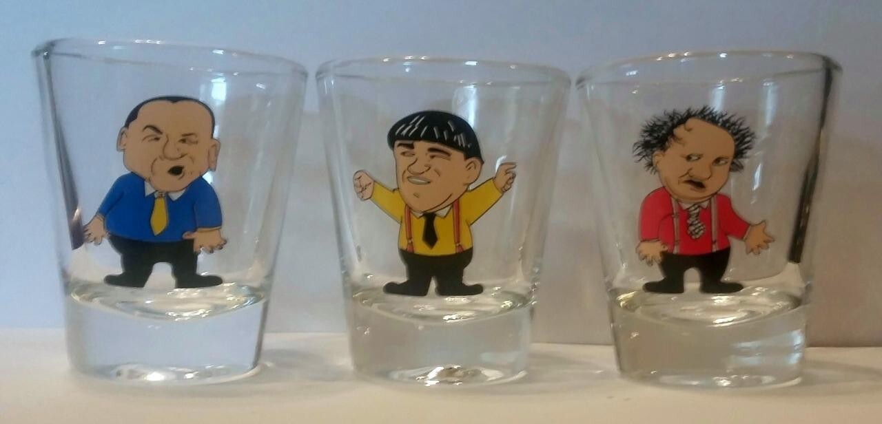 Set of 3 Three Stoogies 1½ Shot Glass
