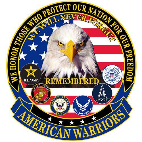 United States Military Remember American Warriors 5 1/4" Patch Official Licensed