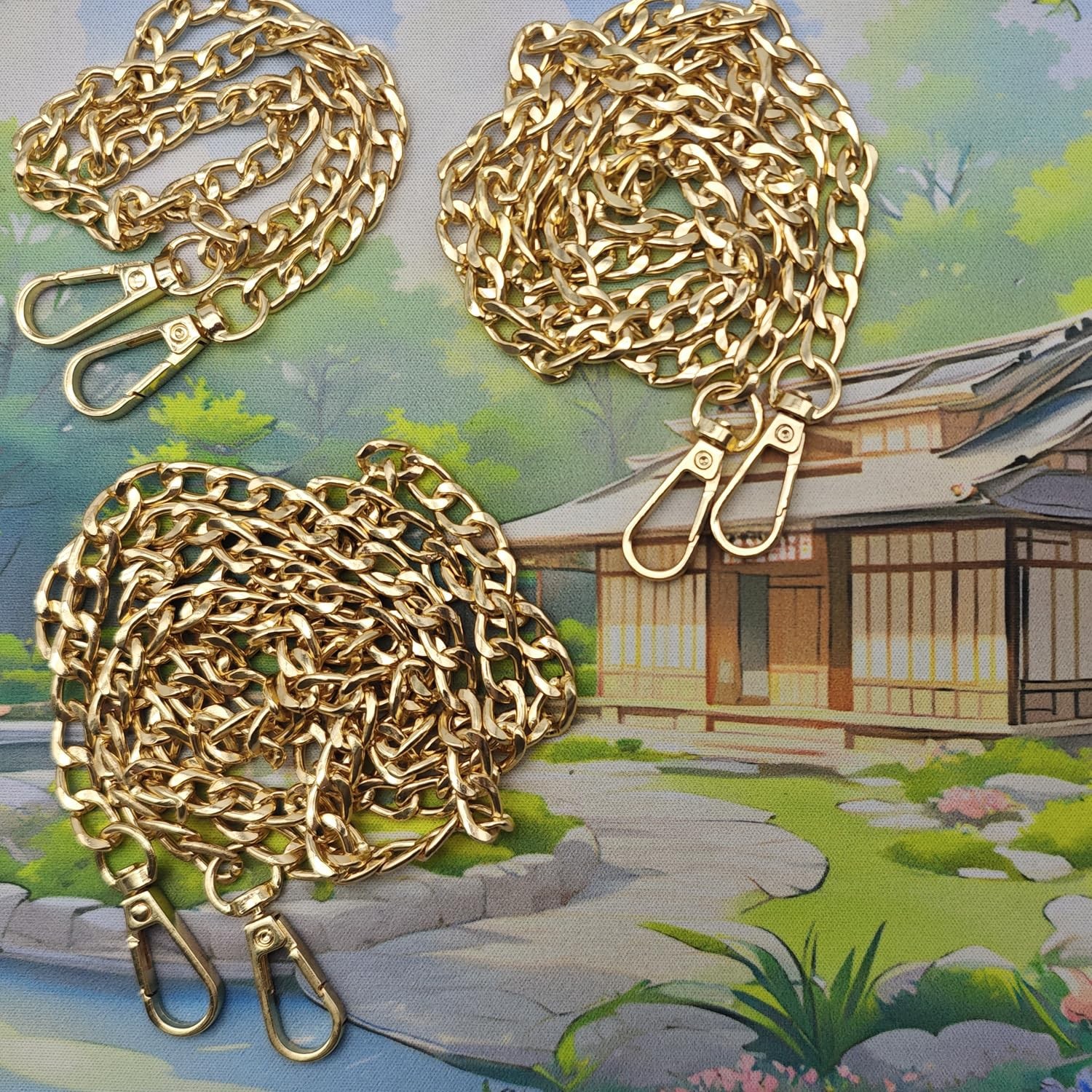 3 Pack Gold Metal Chains for Purse Strap Wallet Bag Chain Replacement