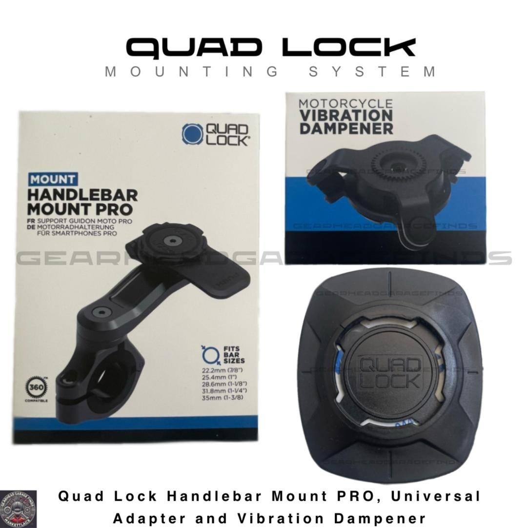 NEW QUAD LOCK Motorcycle Handlebar PRO Phone Mount  Vibration Dampener + Adapter