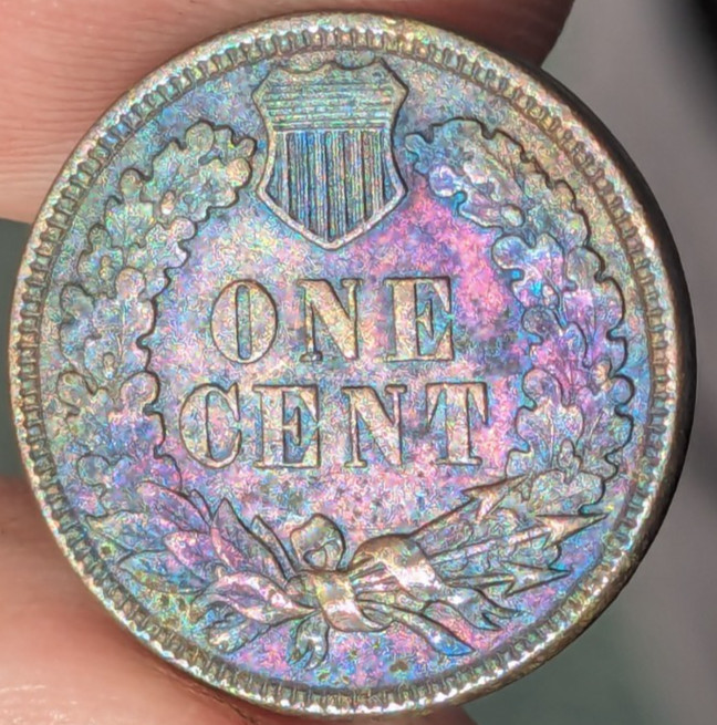 1881 Indian Head Cent Uncirculated Rainbow Colorful Toned