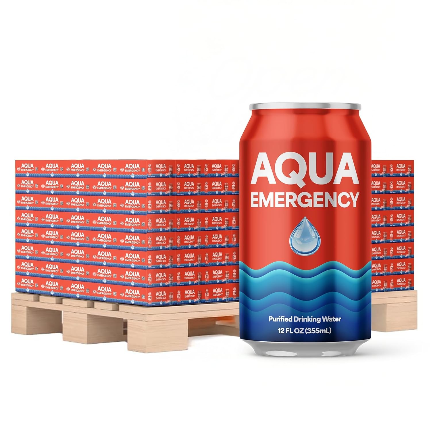Aqua Emergency Drinking Water 12fl oz (2400 Cans) 50 Yr Shelf Life, BPA-Free USA