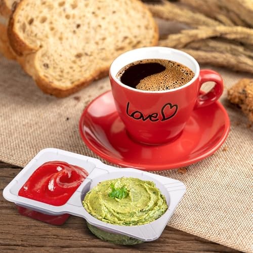 Qewro 15 Sets Snack Containers, Reusable Double Compartment Condiment 15Pack