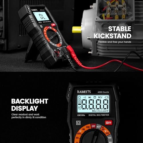 Digital Multimeter with Case, DC AC Voltmeter, Ohm Volt Amp Test Meter KM100