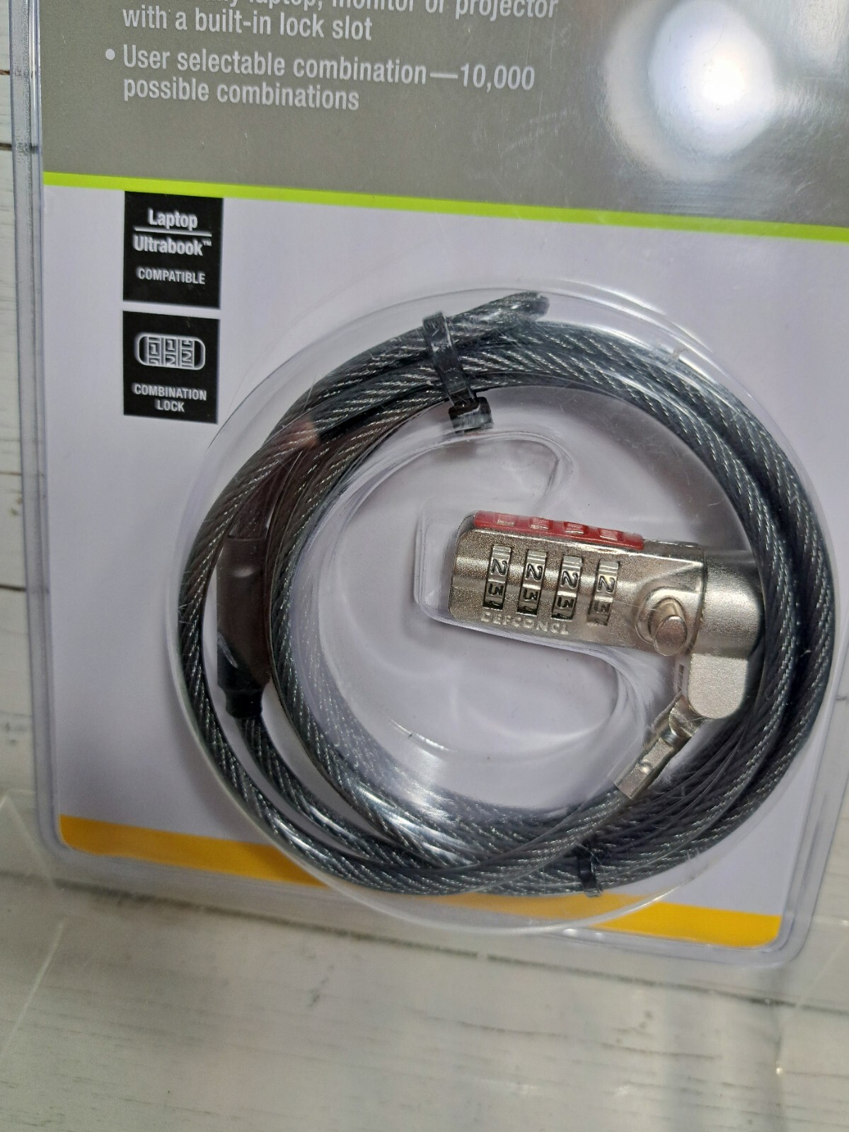 T-Lock Resettable Combo Cable Lock for Laptop Computer and Desktop