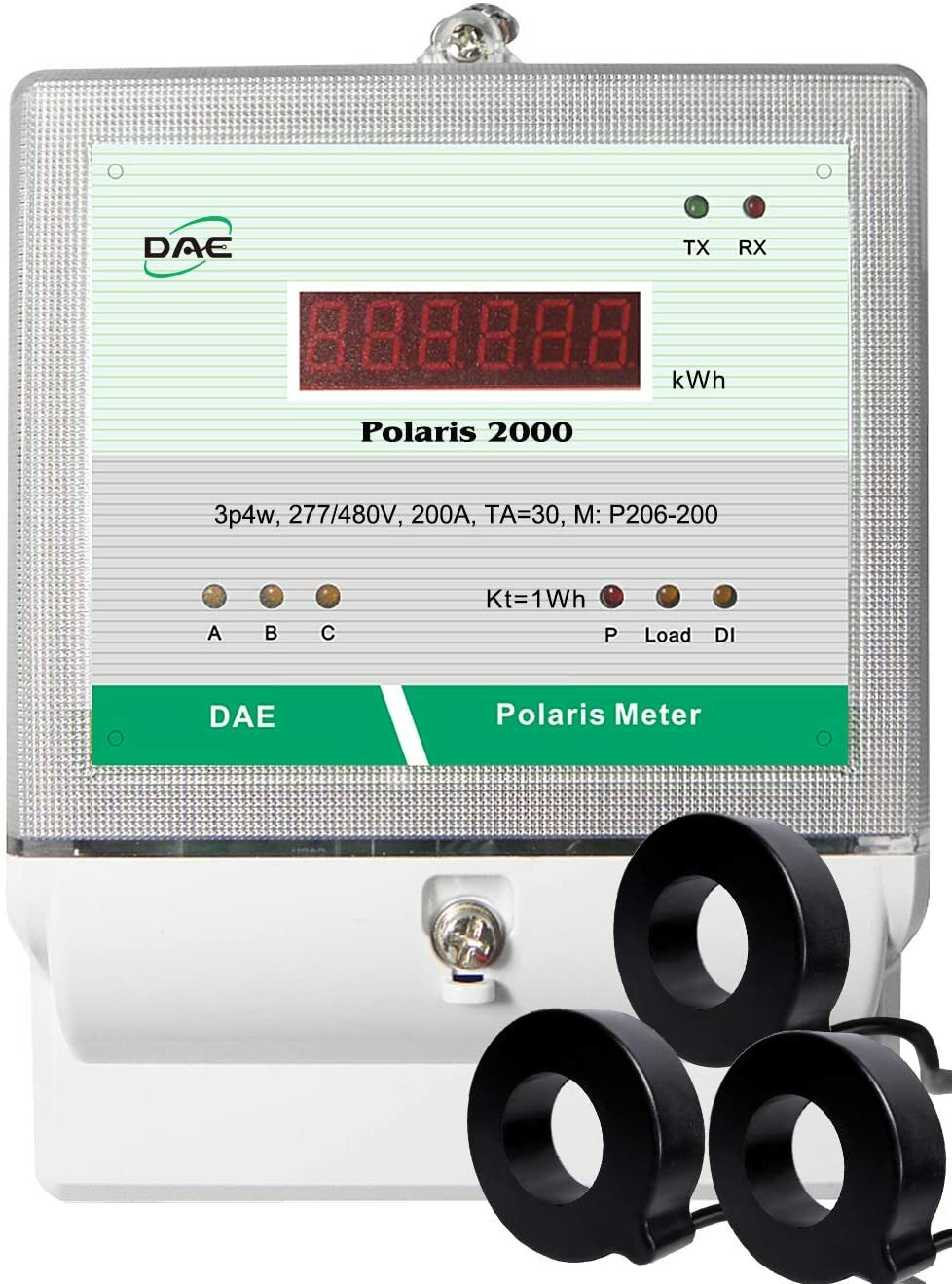 DAE P206-200-S KIT, 200A, 277/480v, UL Listed kWh Smart Submeter, 3Phase, 3 CTs