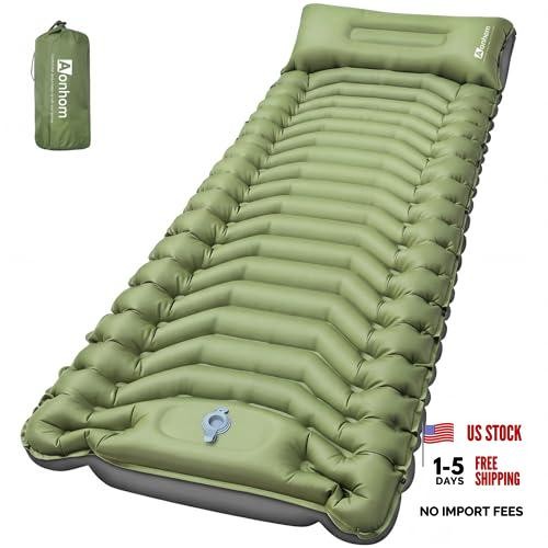 Camping Sleeping Pad, 4" Thick Ultralight Inflatable Sleeping Mat with Green