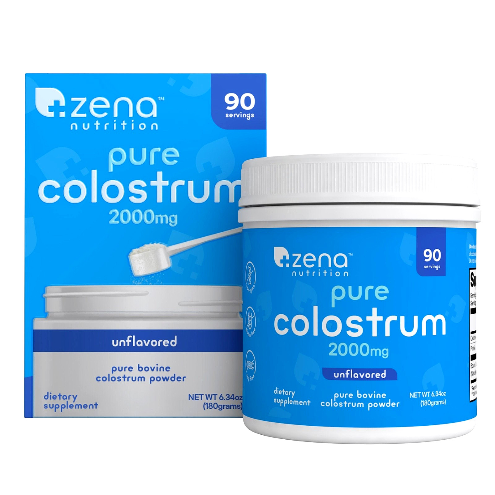 Zena Nutrition Pure Colostrum 2000mg Dietary Supplement 90 Serving Exp:02/2028
