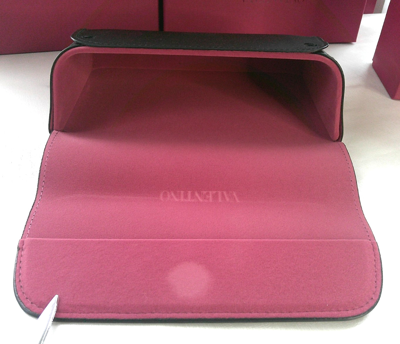 VALENTINO AUTHENTIC SUNGLASSES EYEGLASSES OUTER BOX,LEATHER CASE,SILK POUCH+DOCS
