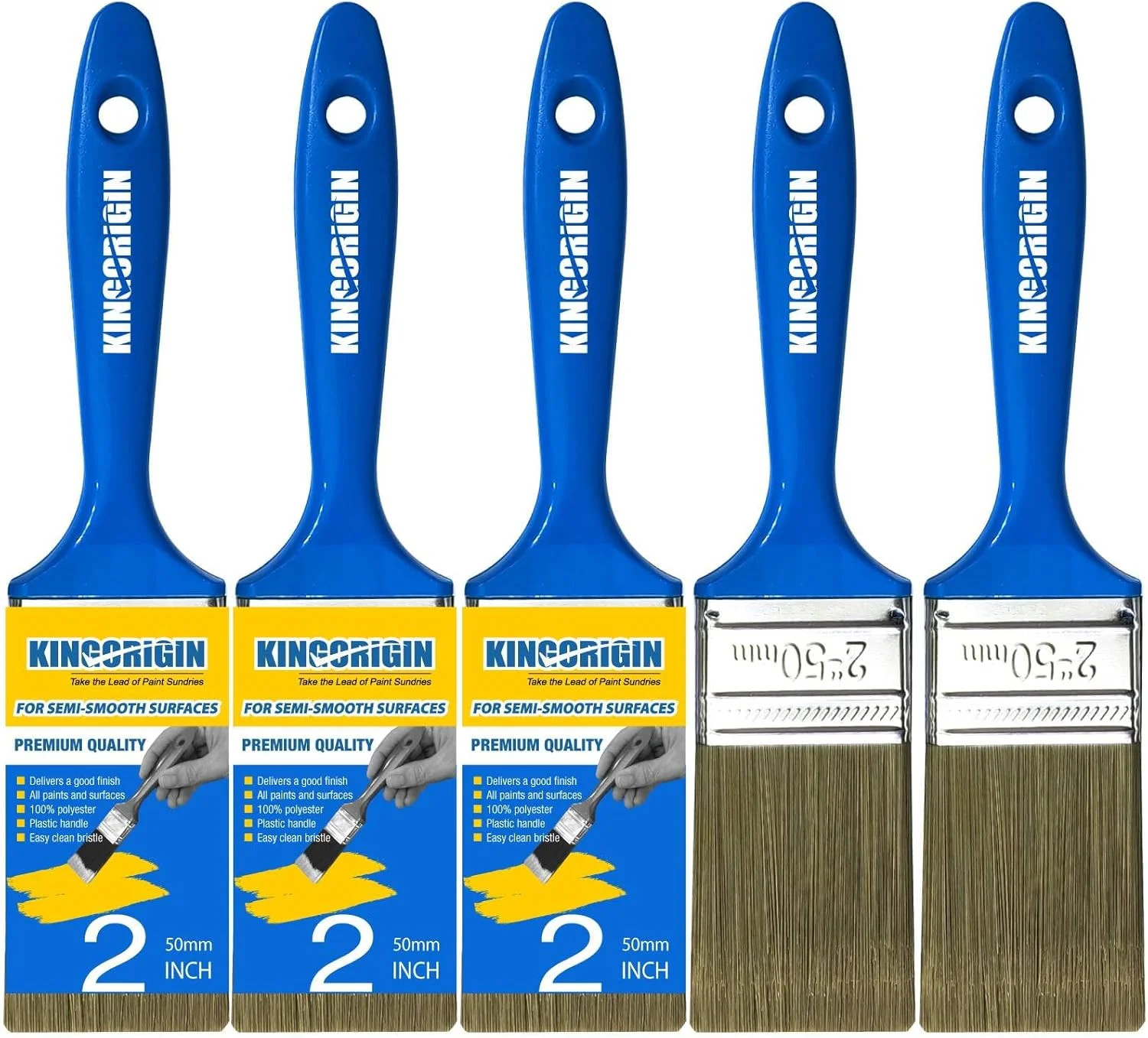 King Origin Versatile Paint Brush Set, 5 Pack, 2 Inch Paint Brushes, Small Paint