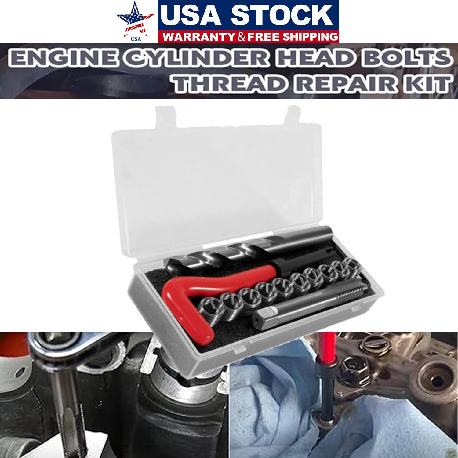 1420 Thread Repair Tool Kit M11mm x 1.5 for Honda B16 Engine Cylinder for Toyota