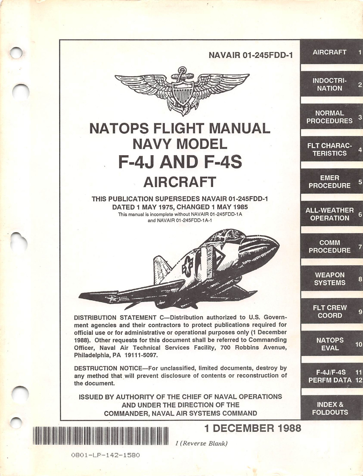 F-4J and F-4S Flight Manual Pilot's Handbook Flight Manual.....CD Version