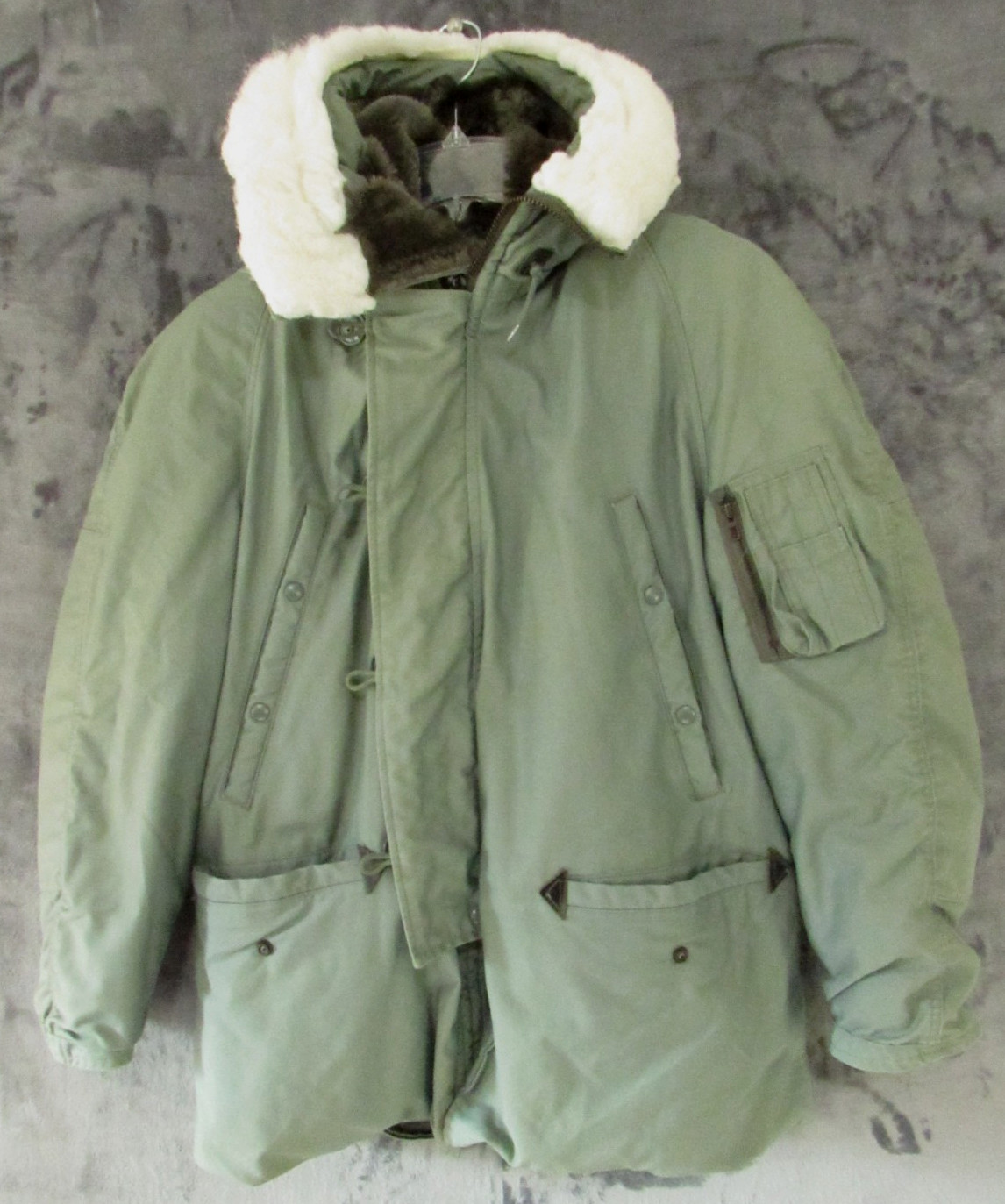Vintage Military Extreme Cold Weather Flight Parka Coat N-3B Mens Green Medium