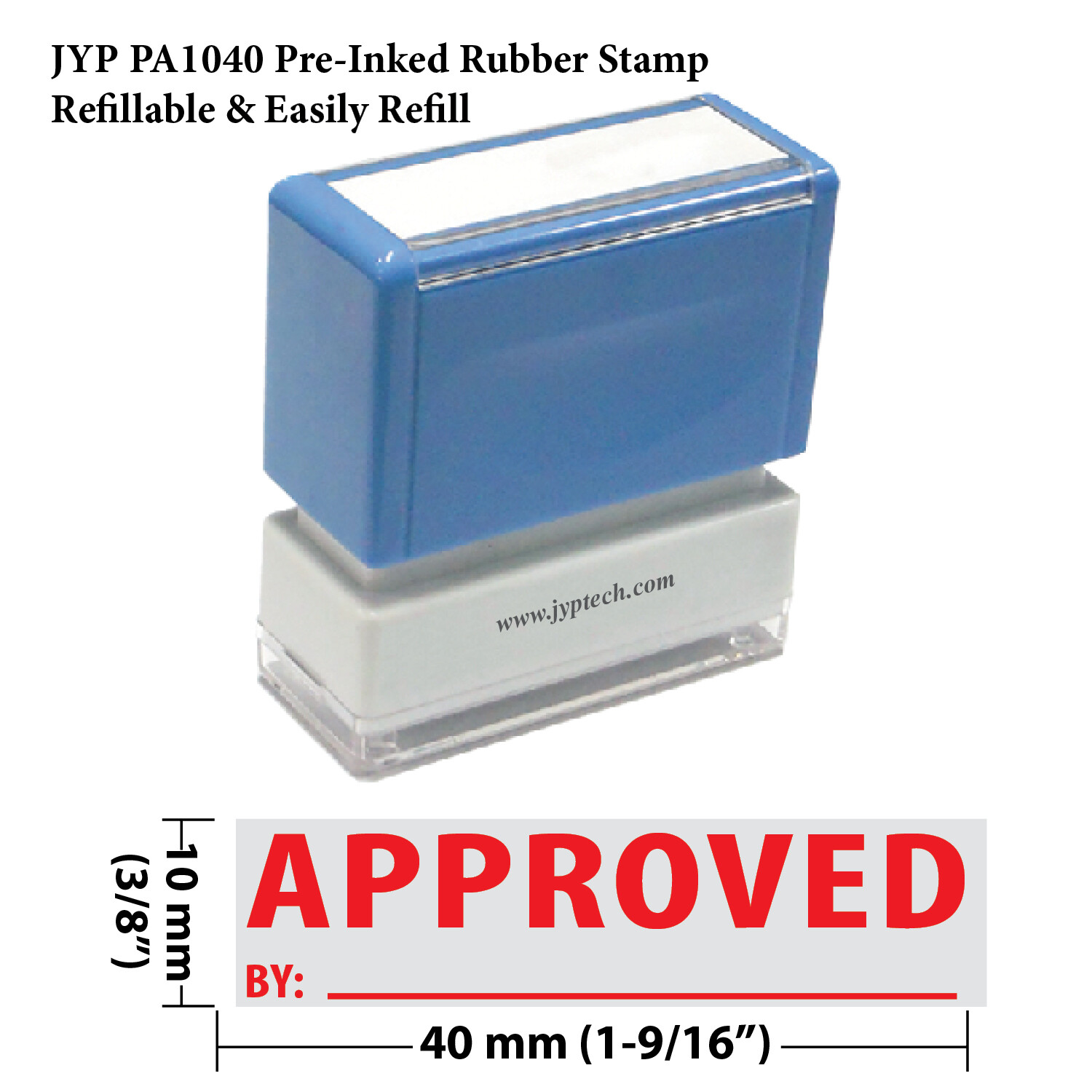 Approved by w.Line - JYP PA1040 Pre-Inked Rubber Stamp (Red Ink)