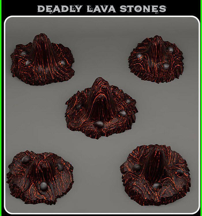 3D Printed Fantastic Plants and Rocks Deadly Lava Stones 28mm - 32mm D&D