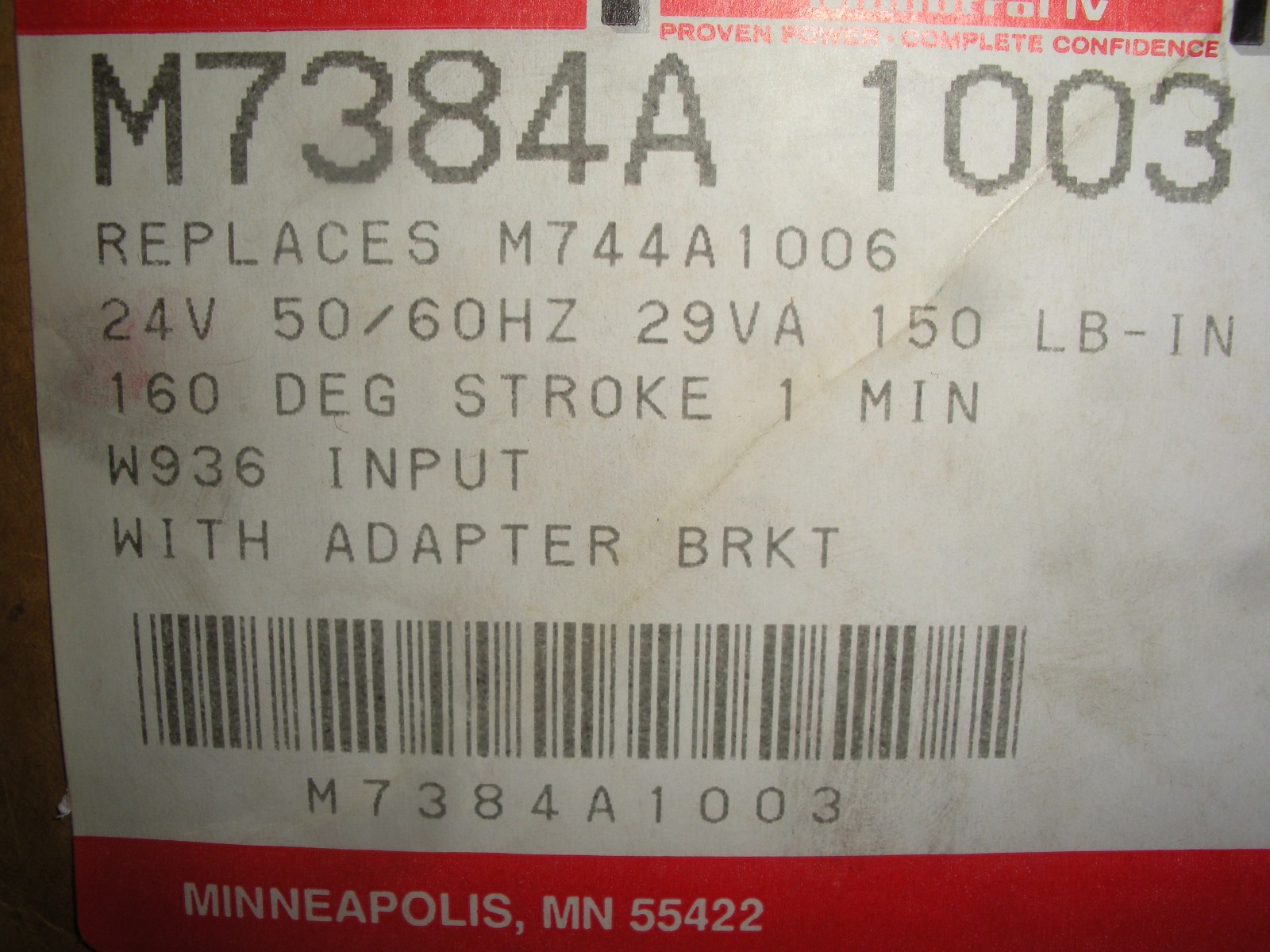 Honeywell 7384A 1003 actuator motor damper 24V 160 deg 60 sec Modutrol IV. Any q