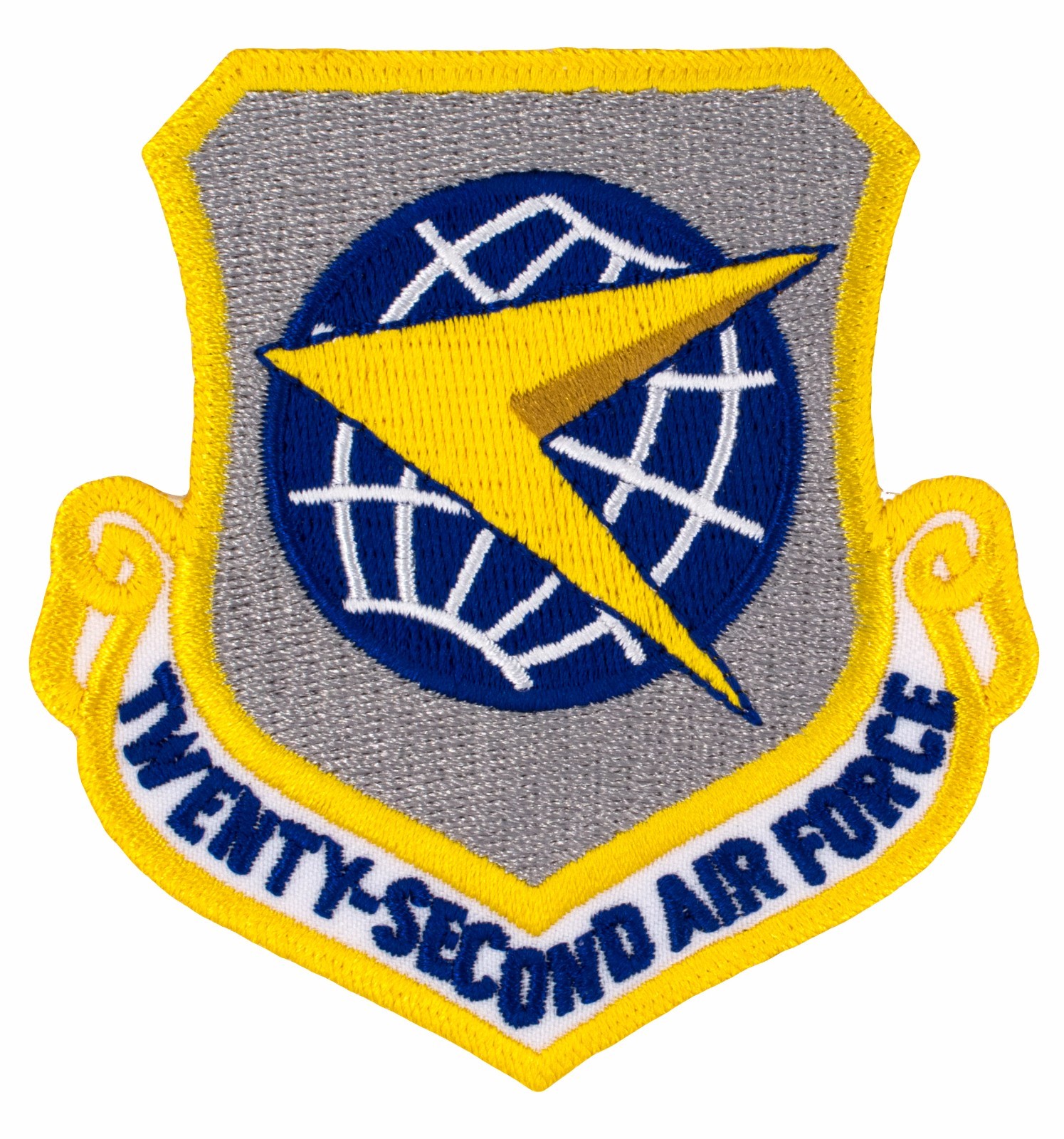 USAF 22nd Air Force Shield Patch (735) 3" x 3" Embroidered Patch 10473