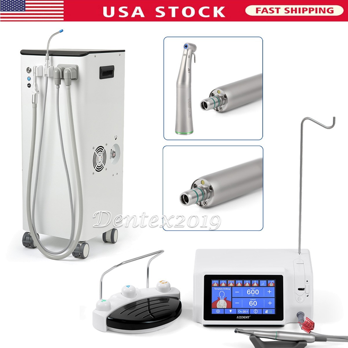 Mobile Dental Suction Unit / Implant surgical brushless motor LED Handpiece