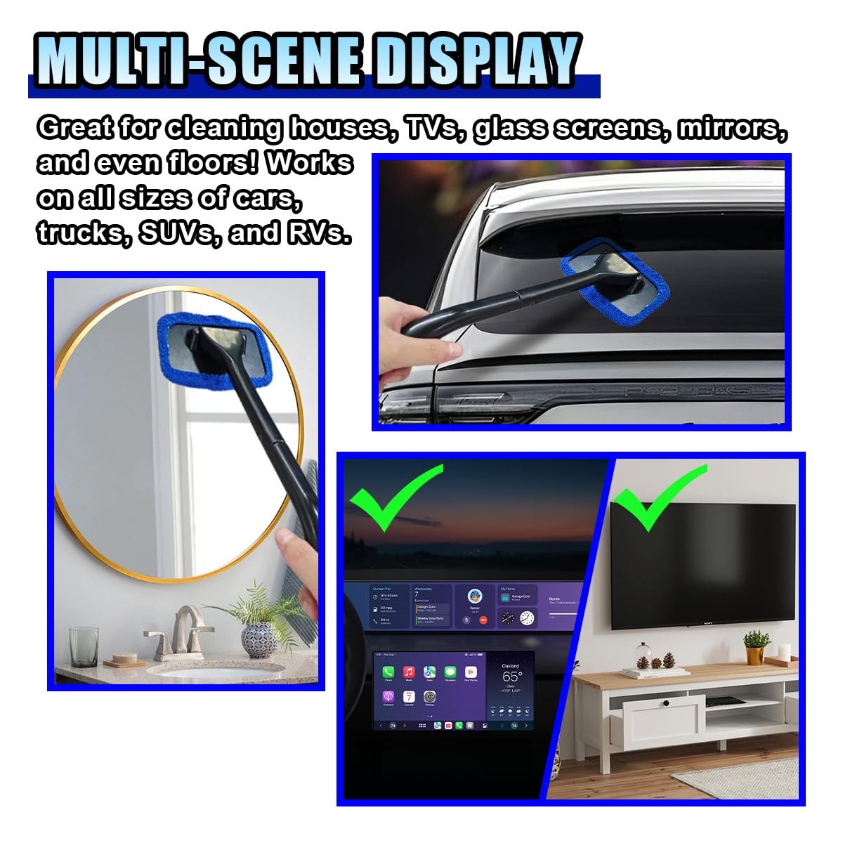 Microfiber Windshield Cleaning Cloths Replacement Tool Pads Bonnet Wipes 7 Pa...