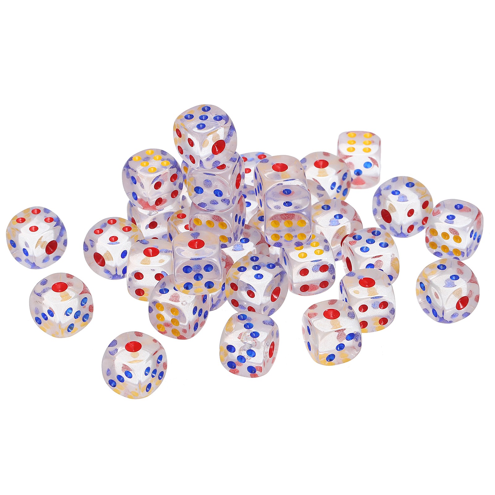 36Pcs 6 Sided Acrylic Dice 10mm/0.39" Rounded Corner Dice Transparent