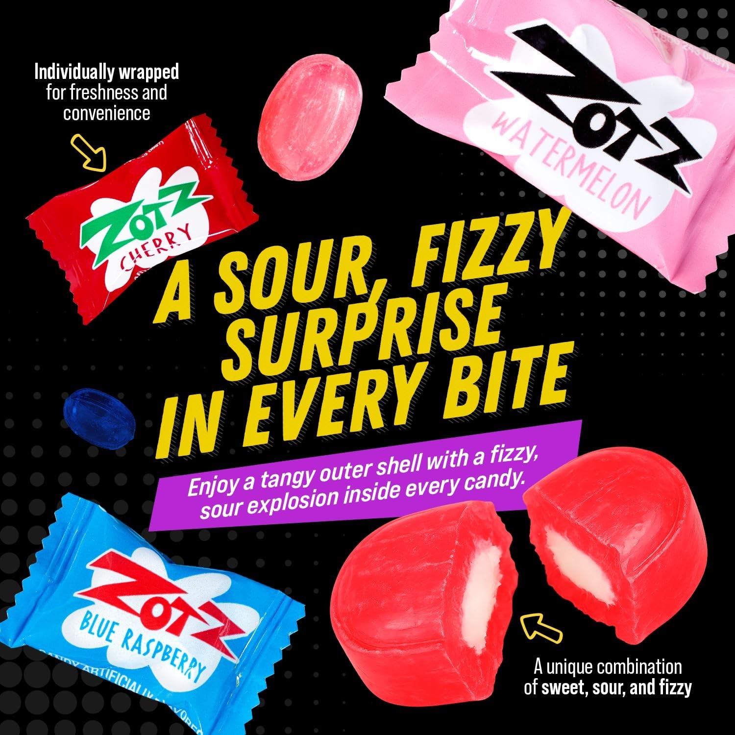 Fizzy Sour Candy Bulk - Retro Italian Hard Candy Individually Wrapped - Class...