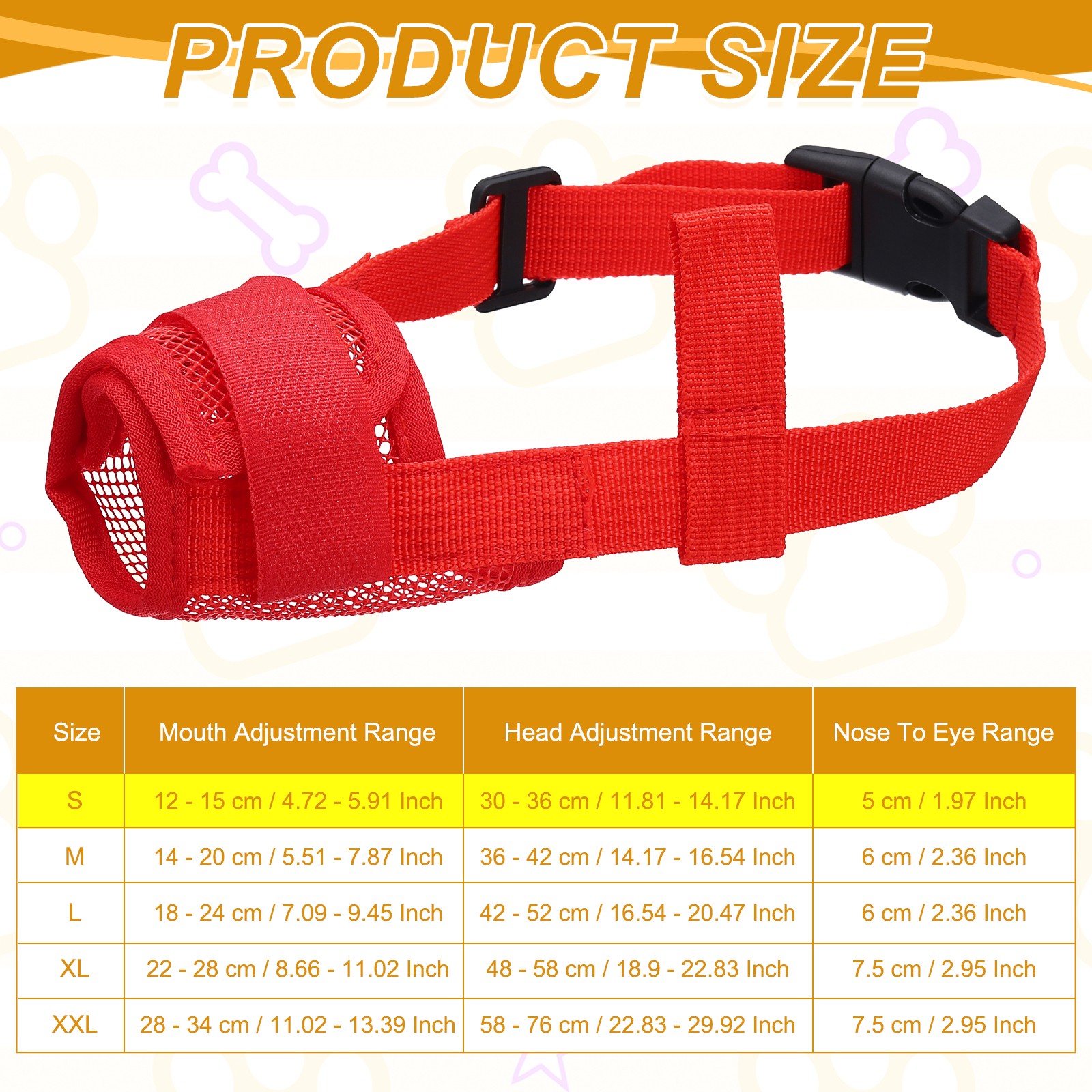 Dog Muzzle, Soft Mesh Muzzle Mouth Guard Cover(Red, S)