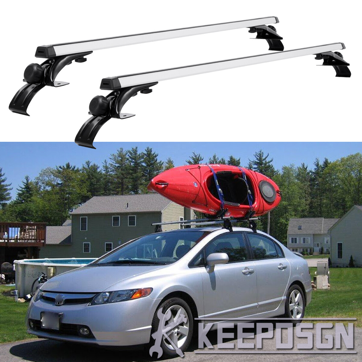 For Honda Accord Civic Si Bare Roof Top Racks Crossbar Luggage Kayak Carriers