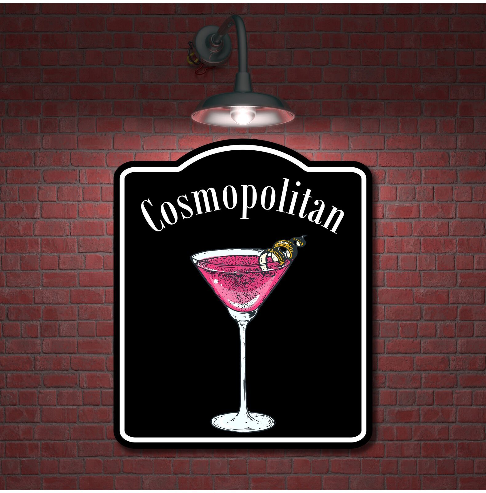 Cosmopolitan Cocktail Bar Sign BLACK Aluminum Composite Sign