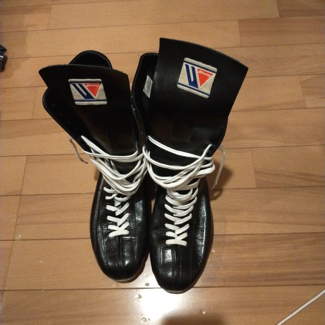 Winning Boxing Shoes High cut SH-3300 Black White laces US7 (25 cm) Japan Rare