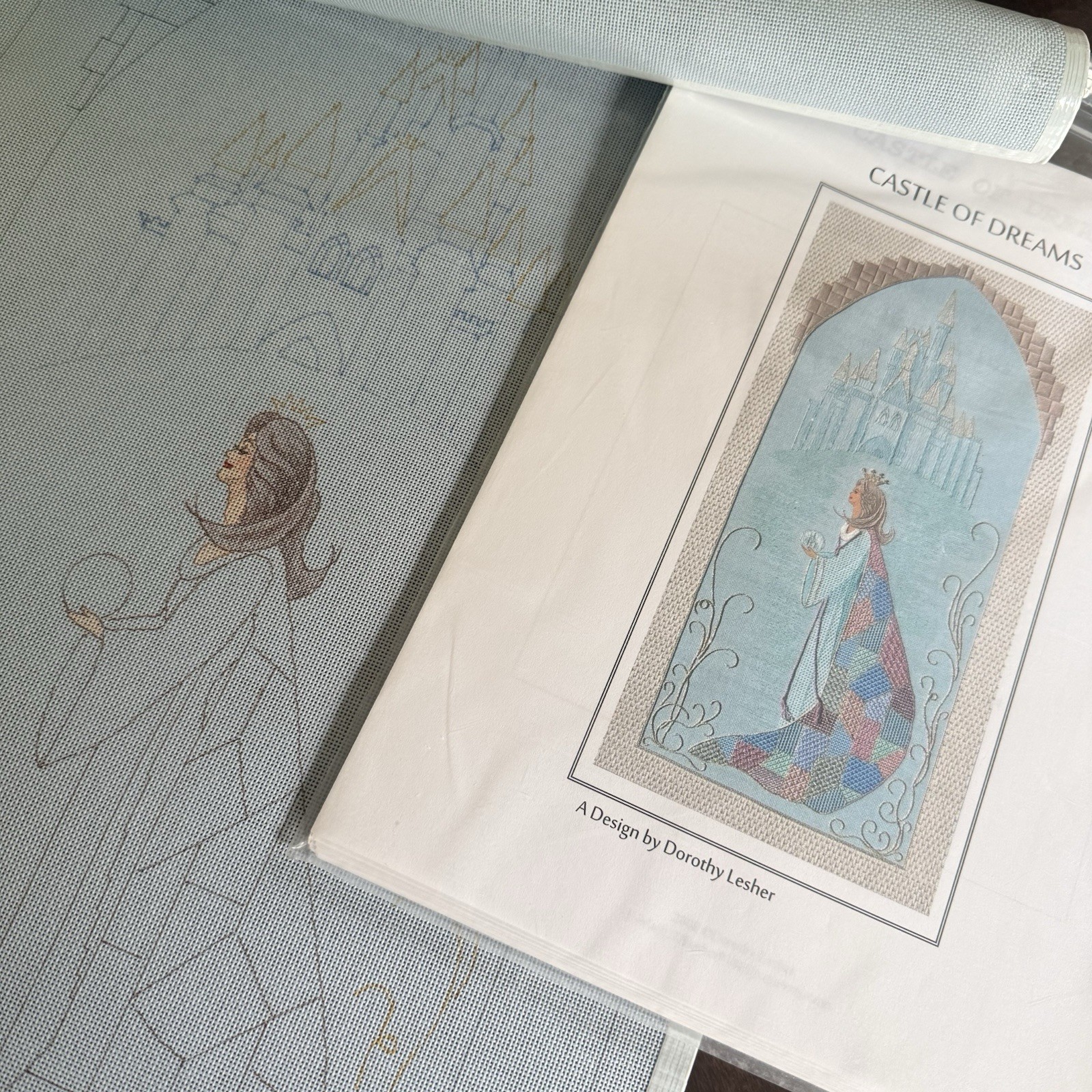 Vintage Dorothy Lesher Castle of Dreams Needlepoint Canvas & Instructions