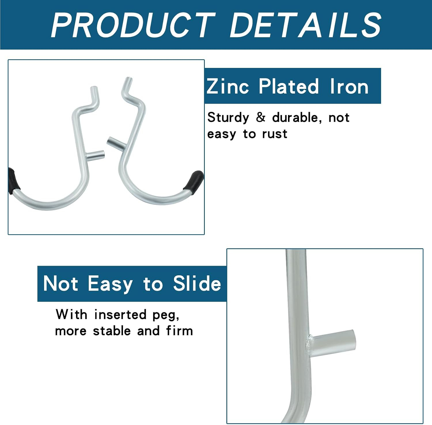 30Pcs Metal Pegboard J Hooks, 1/4" Pegboard Wall Display Assortment Peg Board