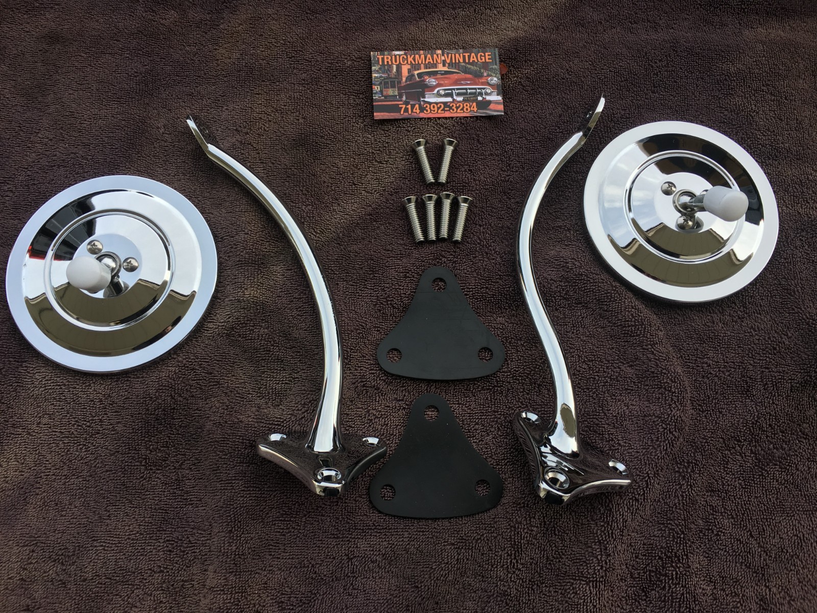 CHEVROLET TRUCK 1955 1956 1957 1958 1959 GMC SIDE MIRROR KIT CHROME RIBBED  III