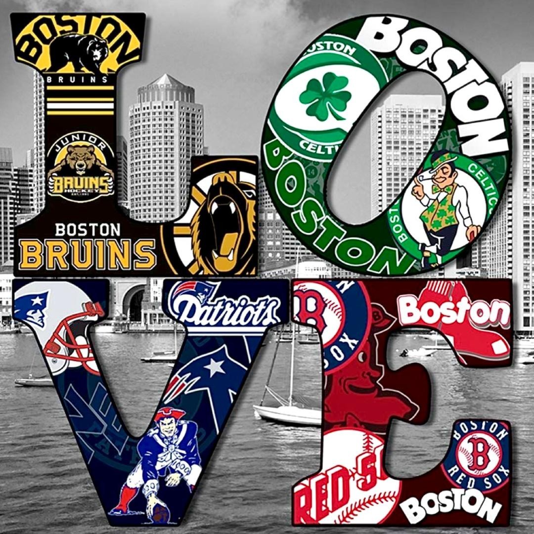 (2) Boston Sports Teams LOVE Vinyl Stickers Patriots Red Sox Bruins 4x4 Decals