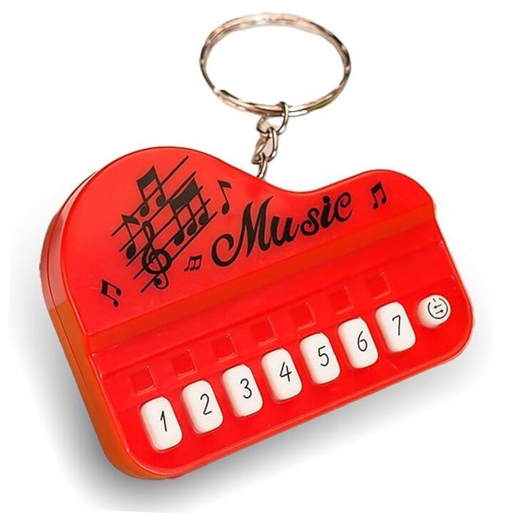 1 Pcs Red Micro Piano Keychain, Portable Keyboard Instrument, Mini Electronic