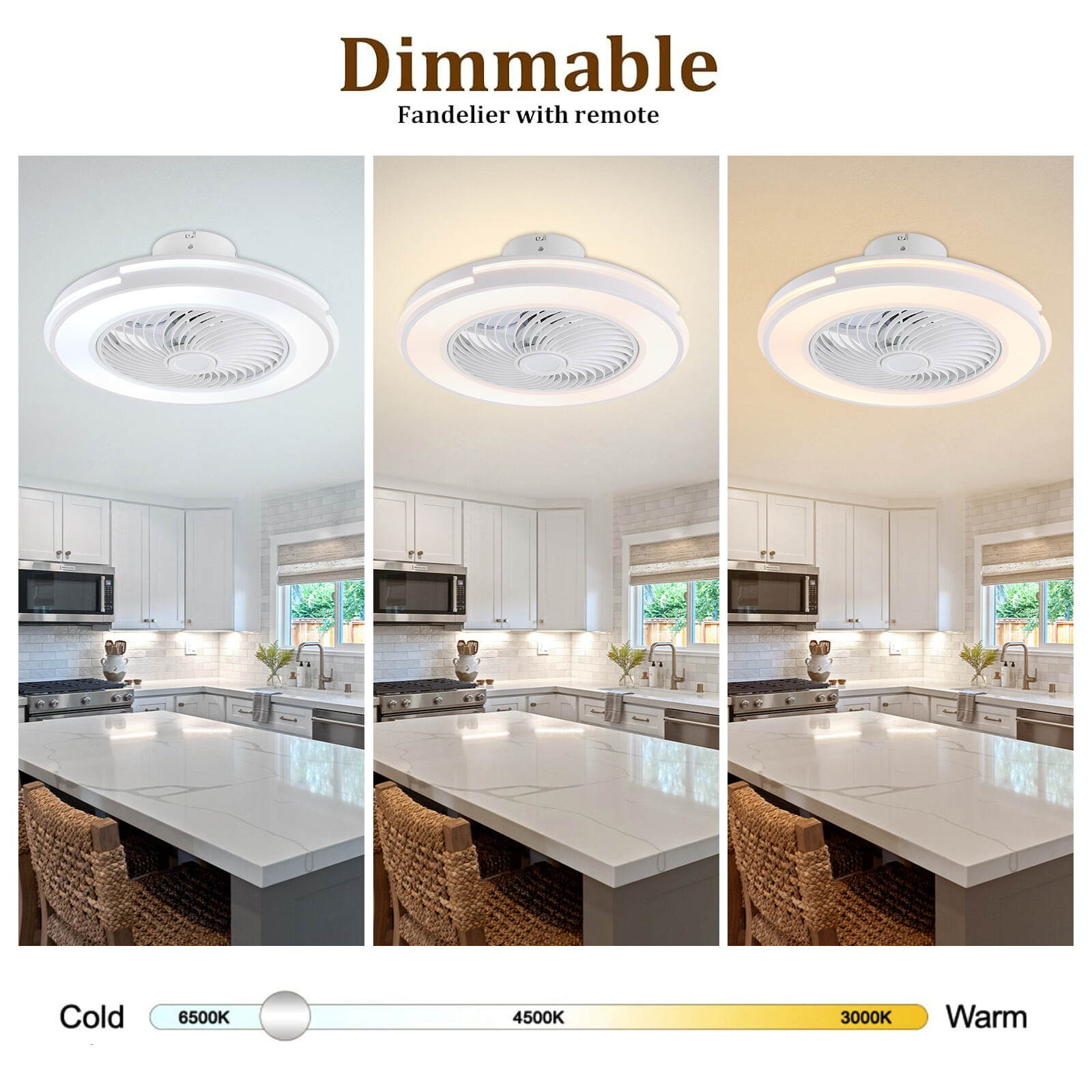 20" Modern Ceiling Fan with LED Light Chandelier Flush Mount Lamp Remote Control