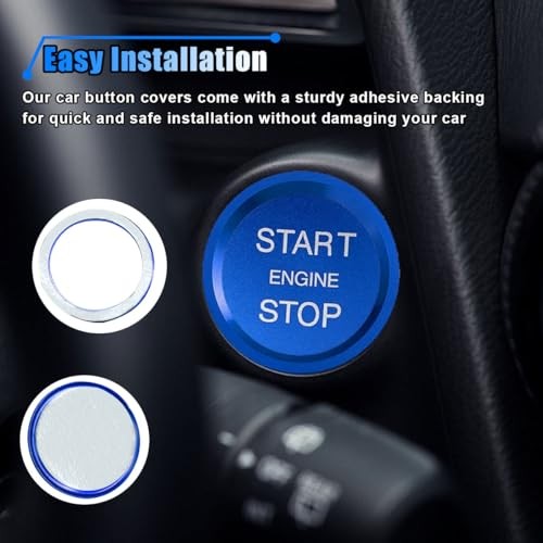 Car Engine Button Cover, Car One-Button Start Stop Push Button Decoration Blue