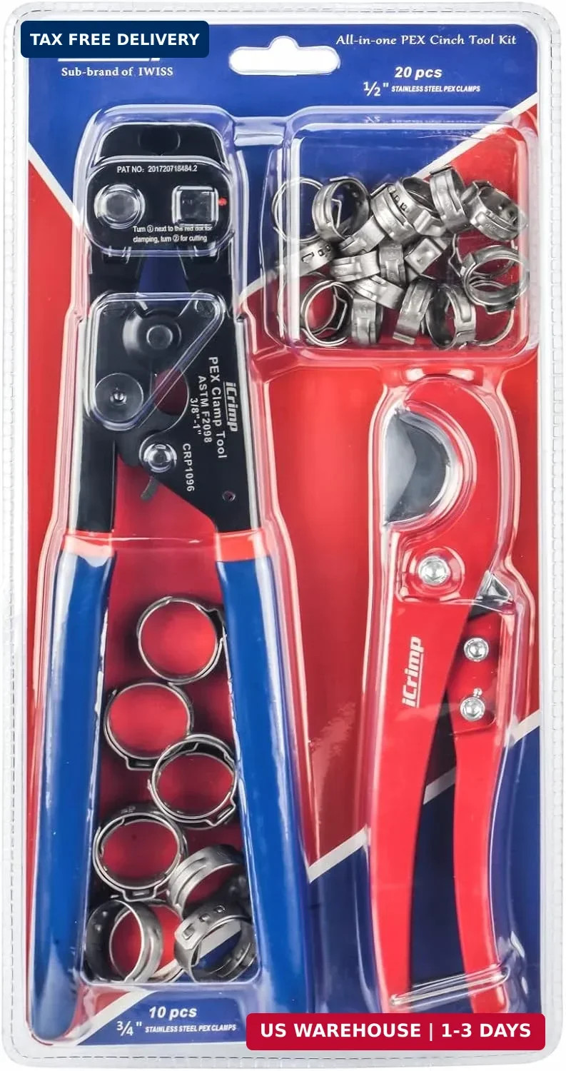 Ratchet PEX Cinch Tool with Removing function for 3/8 to 1-inch Stainless Steel