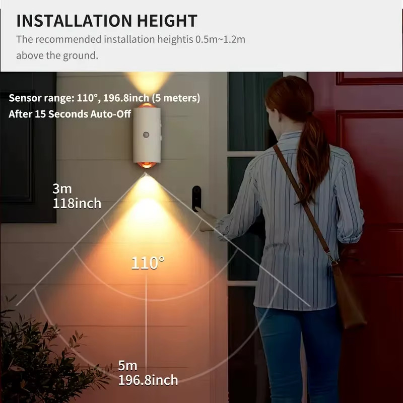 RGB Gradient LED Night Light with Motion Sensor Wall Lamp Rechargeable Ambient L
