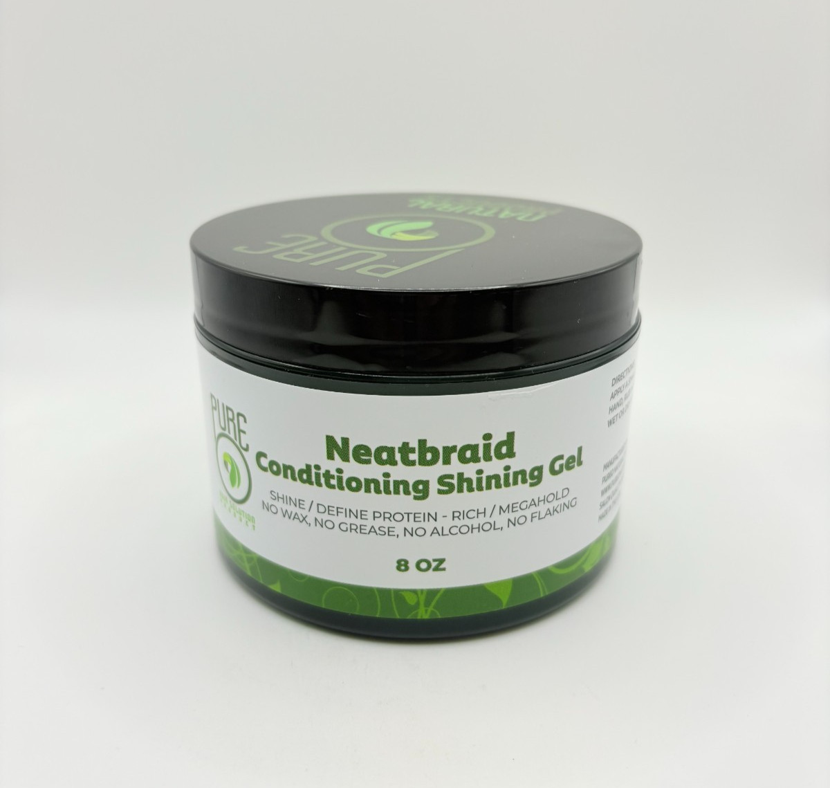 Pure O Natural Neatbraid Conditioning Shining Gel Protein Rich Mega Hold 8oz