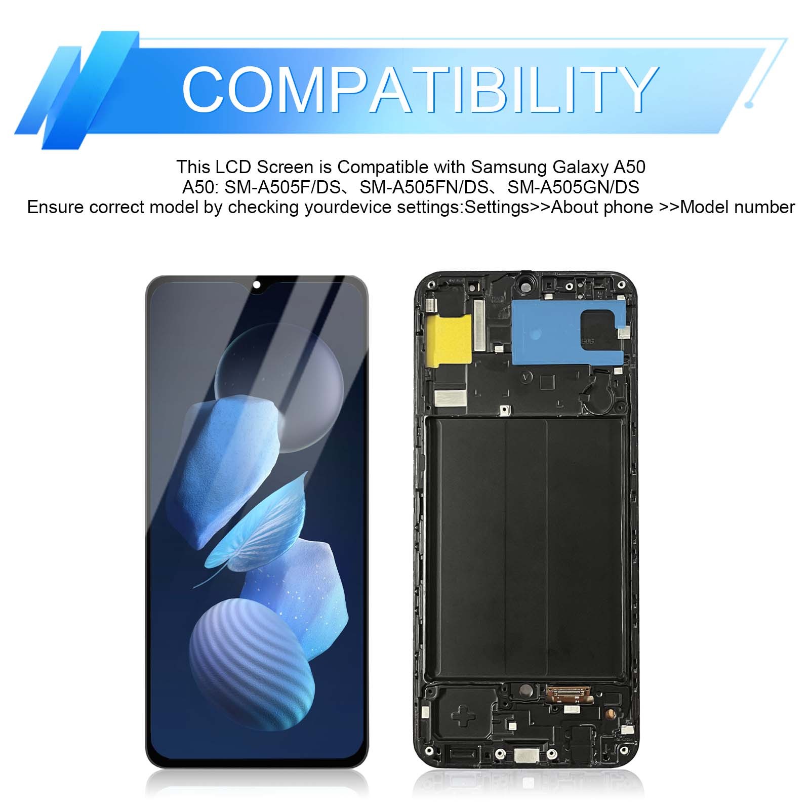 For Samsung Galaxy A50 A505U IncellLCD Display Touch Screen Replacement Frame