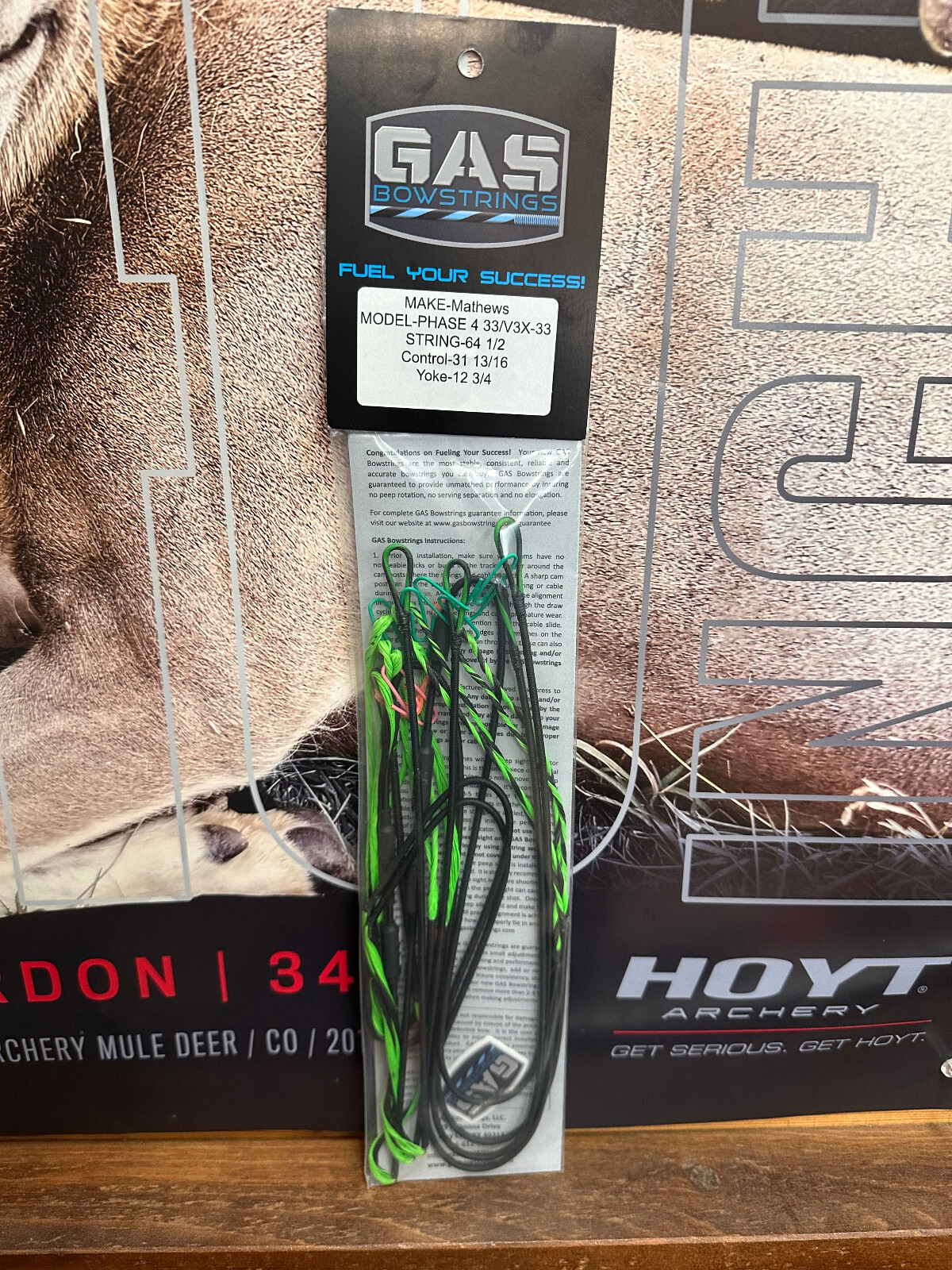 Gas PHASE 4 33 Mathews V3X 33 BowStrings Strings Flo Green Black W/Speed Nocks