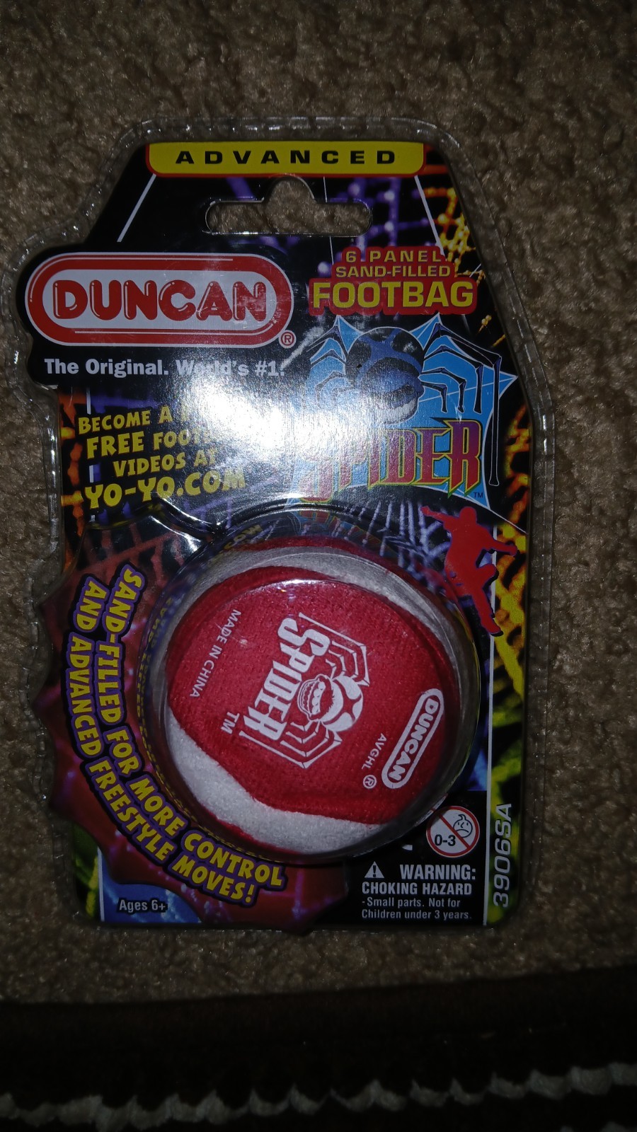 DUNCAN-SPIDER-ADVANCED-FOOTBAG-NEW-6 PANEL-RED/WHITE