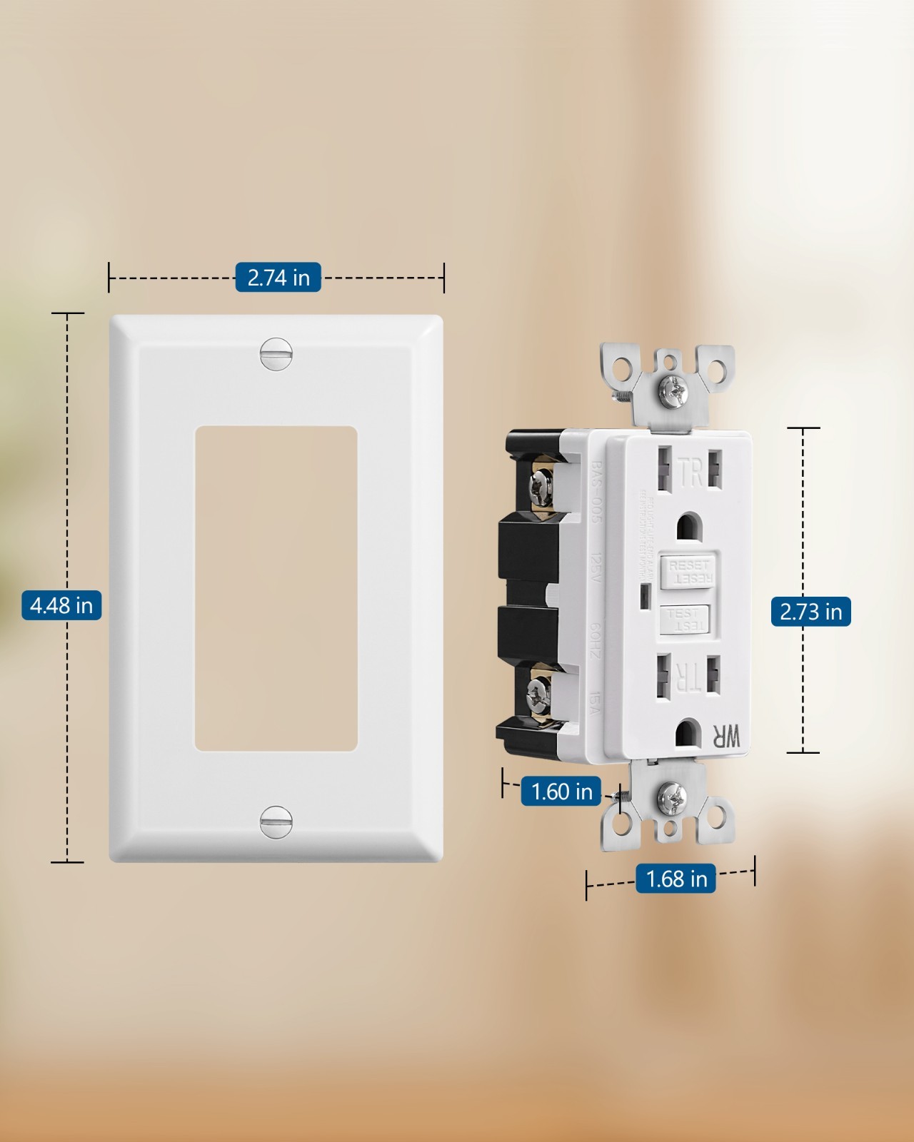DEWENWILS 2 Pack 15 Amp GFCI Outlet, Self-Test GFI Receptacles Wallplate